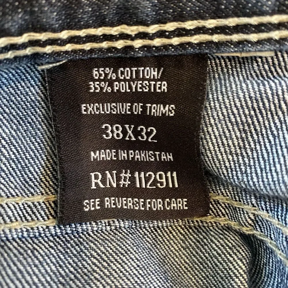 Caffeine NYC Jeans Mens 38x32 Downtown Slim Button Fly Flap Zip Back‎ Pockets